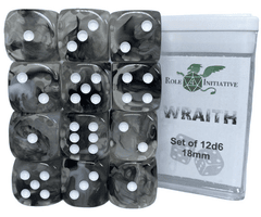 Role 4 Initiative Dice: 18mm D6 12ct Diffusion Cube Wraith R4I50514-12P